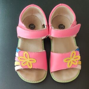 Livie & Luca Pink Sandals with Yellow Flower Accents